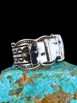 Navajo Jewelry White Buffalo Sterling Silver Cuff Bracelet