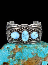 Bracelet manchette amérindien en argent sterling Golden Hill Turquoise