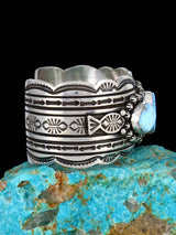 Bracelet manchette amérindien en argent sterling Golden Hill Turquoise