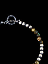 Native American Jewelry Abalone and Silver Beaded Bracelet