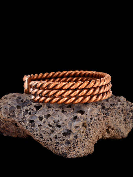 Pulsera de puño de cuerda de cobre de joyería nativa americana