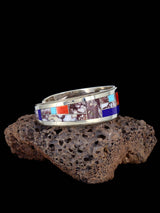 Sterling Silver Zuni Wild Horse Inlay Cuff Bracelet