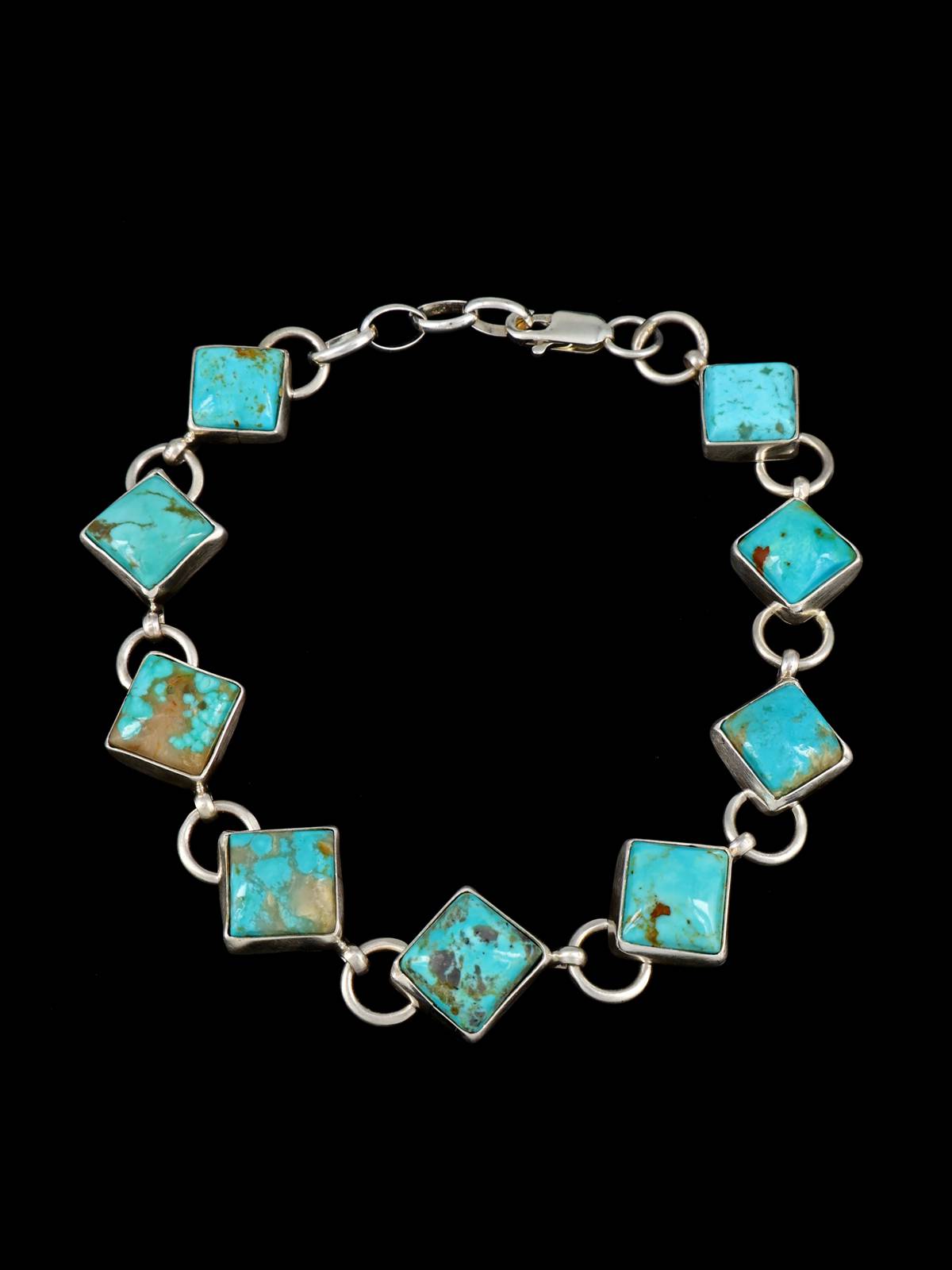Native American Turquoise Sterling Silver Link Bracelet