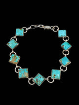 Native American Turquoise Sterling Silver Link Bracelet
