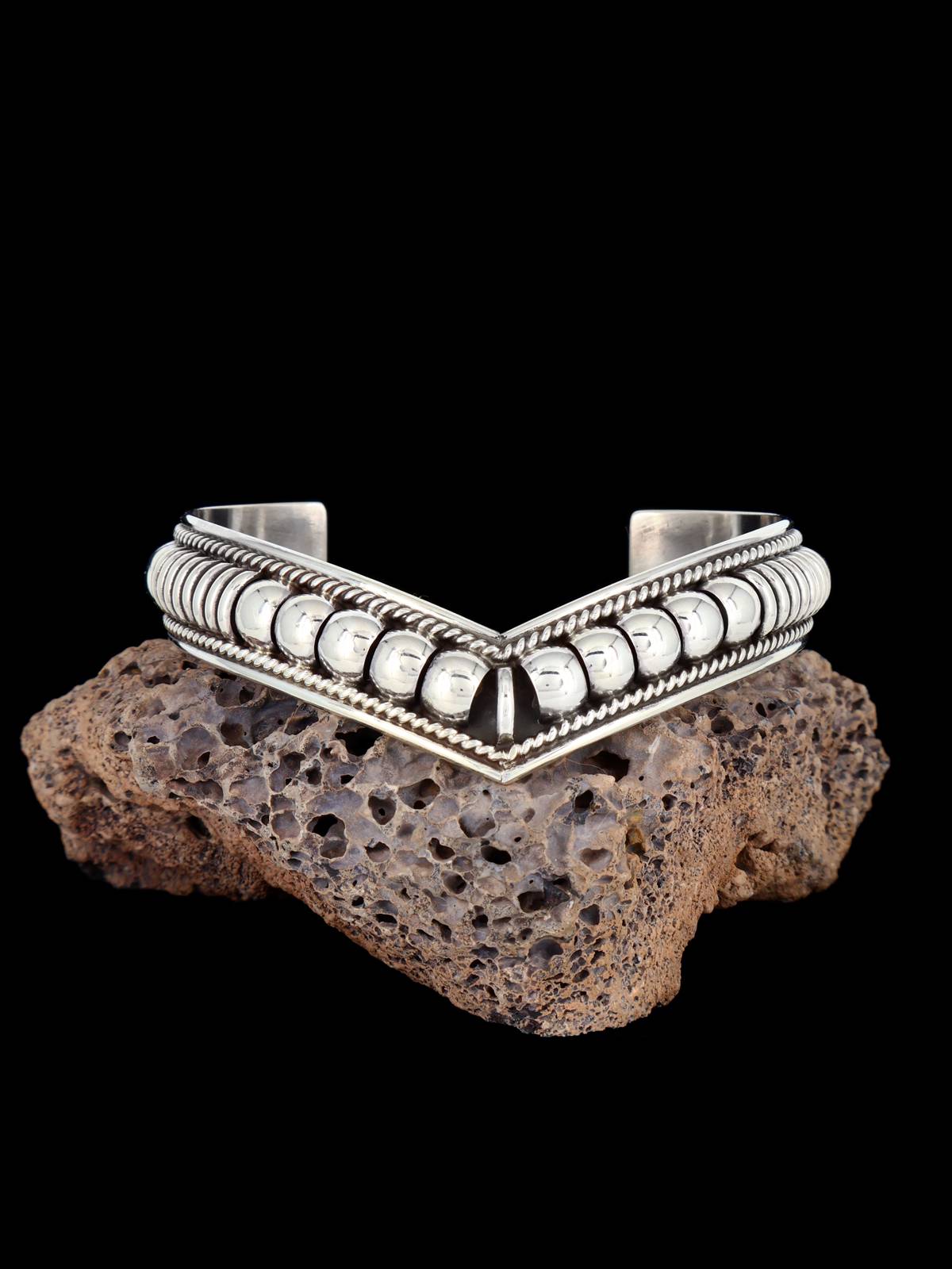Sculpted Native American Sterling Silver Cuff Bracelet