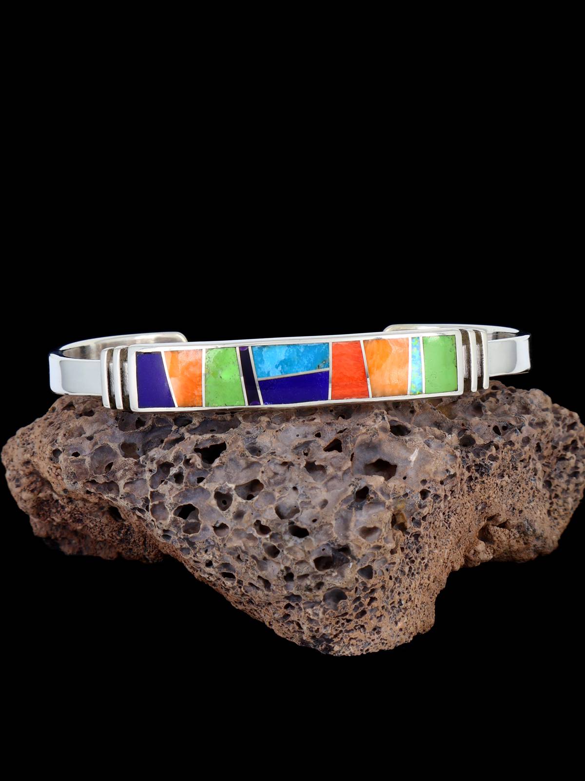 Native American Jewelry Multistone Inlay Cuff Bracelet