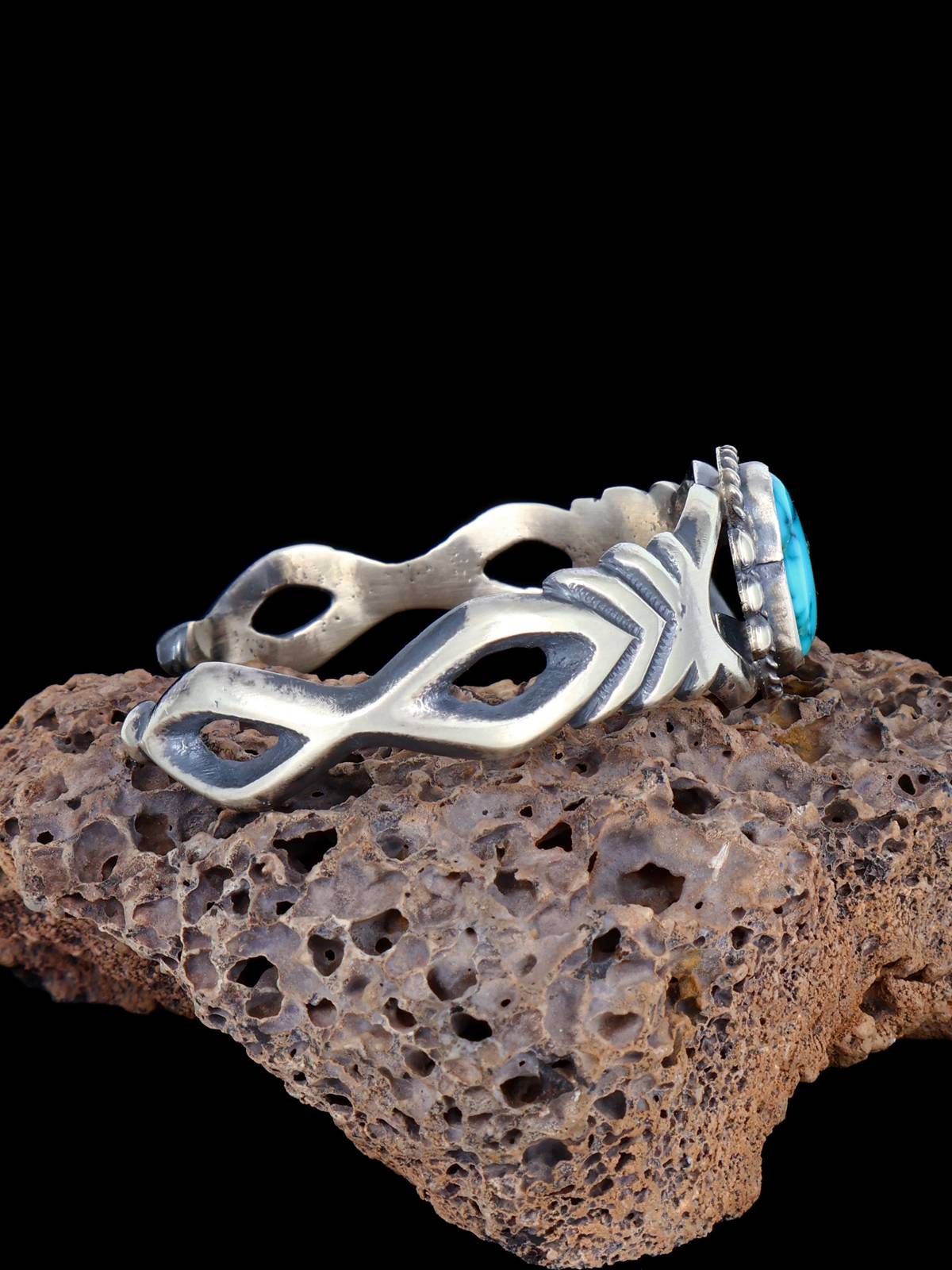 Navajo Lone Mountain Turquoise Sterling Silver Cuff Bracelet