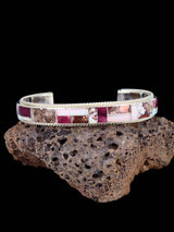 Sterling Silver Zuni Wild Horse Inlay Cuff Bracelet