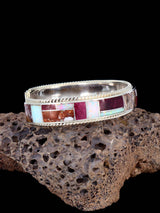 Sterling Silver Zuni Wild Horse Inlay Cuff Bracelet