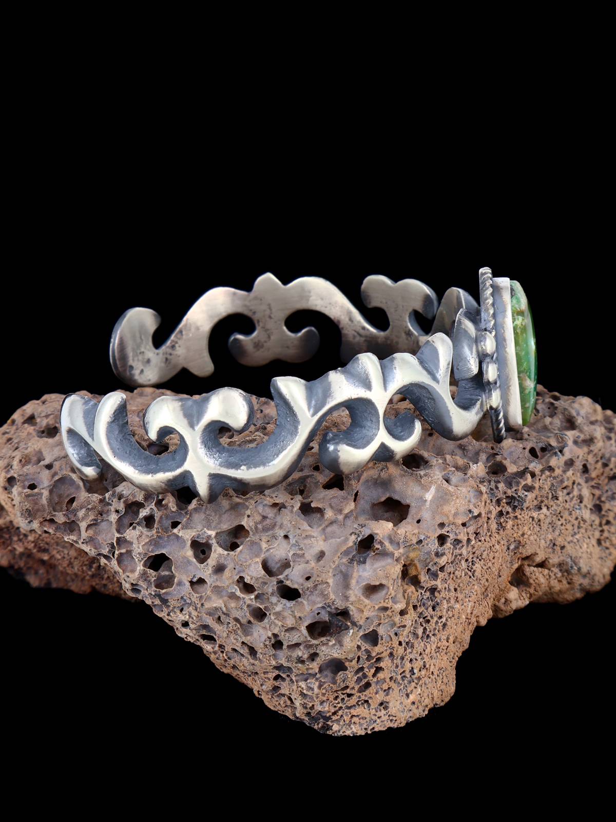 Navajo Sonoran Gold Turquoise Sterling Silver Cuff Bracelet