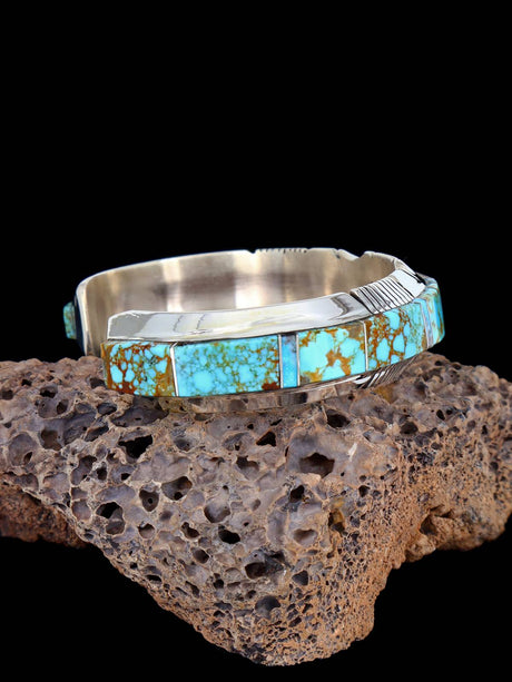Bracelet manchette incrusté de pavés turquoise indiens amérindiens
