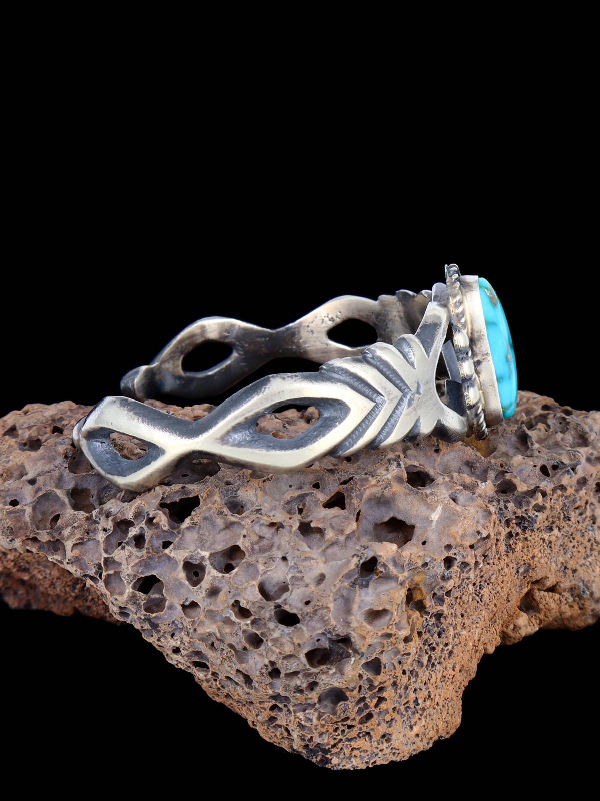 Navajo Lone Mountain Turquoise Sterling Silver Cuff Bracelet
