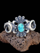 Navajo Lone Mountain Turquoise Sterling Silver Cuff Bracelet
