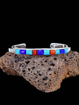 Bracelet amérindien #8 avec incrustation de pavés turquoise