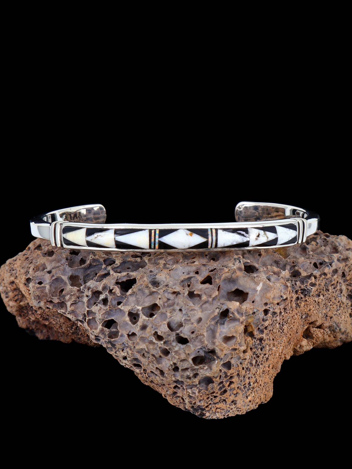 Native American Jewelry White Buffalo Inlay Cuff Bracelet