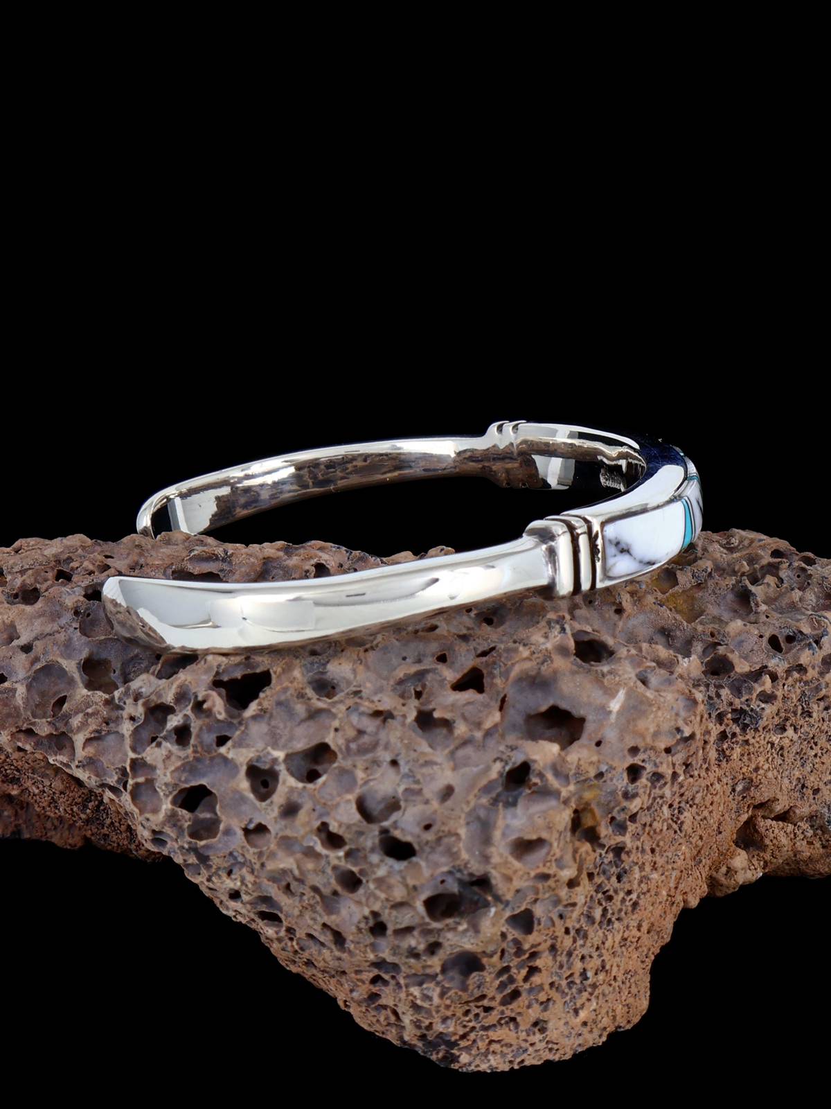 Native American Jewelry White Buffalo Inlay Cuff Bracelet