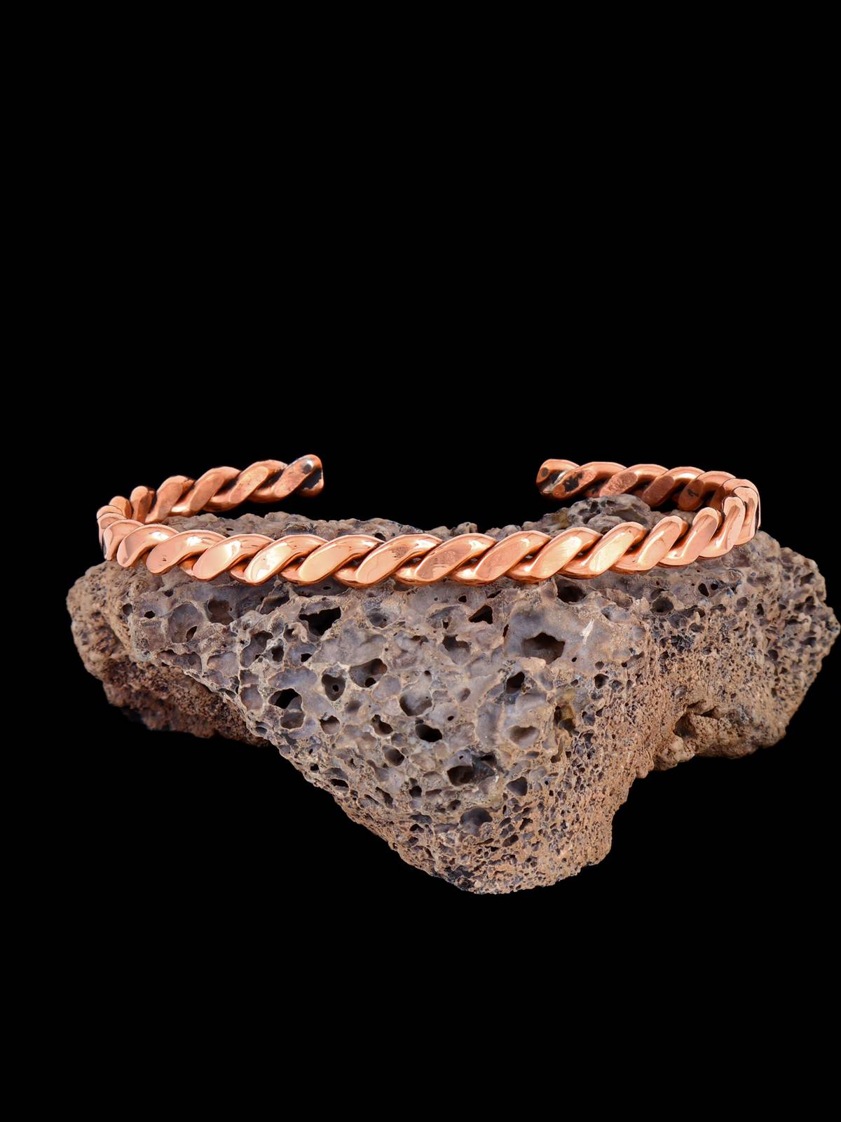 Pulsera de puño de cuerda de cobre de joyería nativa americana