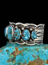Brazalete de plata de ley con gema azul y turquesa de nativos americanos
