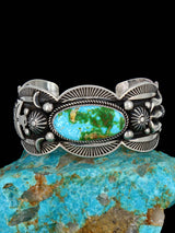 Pulsera de puño turquesa Natural Golden Hill de joyería nativa americana