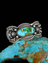 Pulsera de puño turquesa Natural Golden Hill de joyería nativa americana