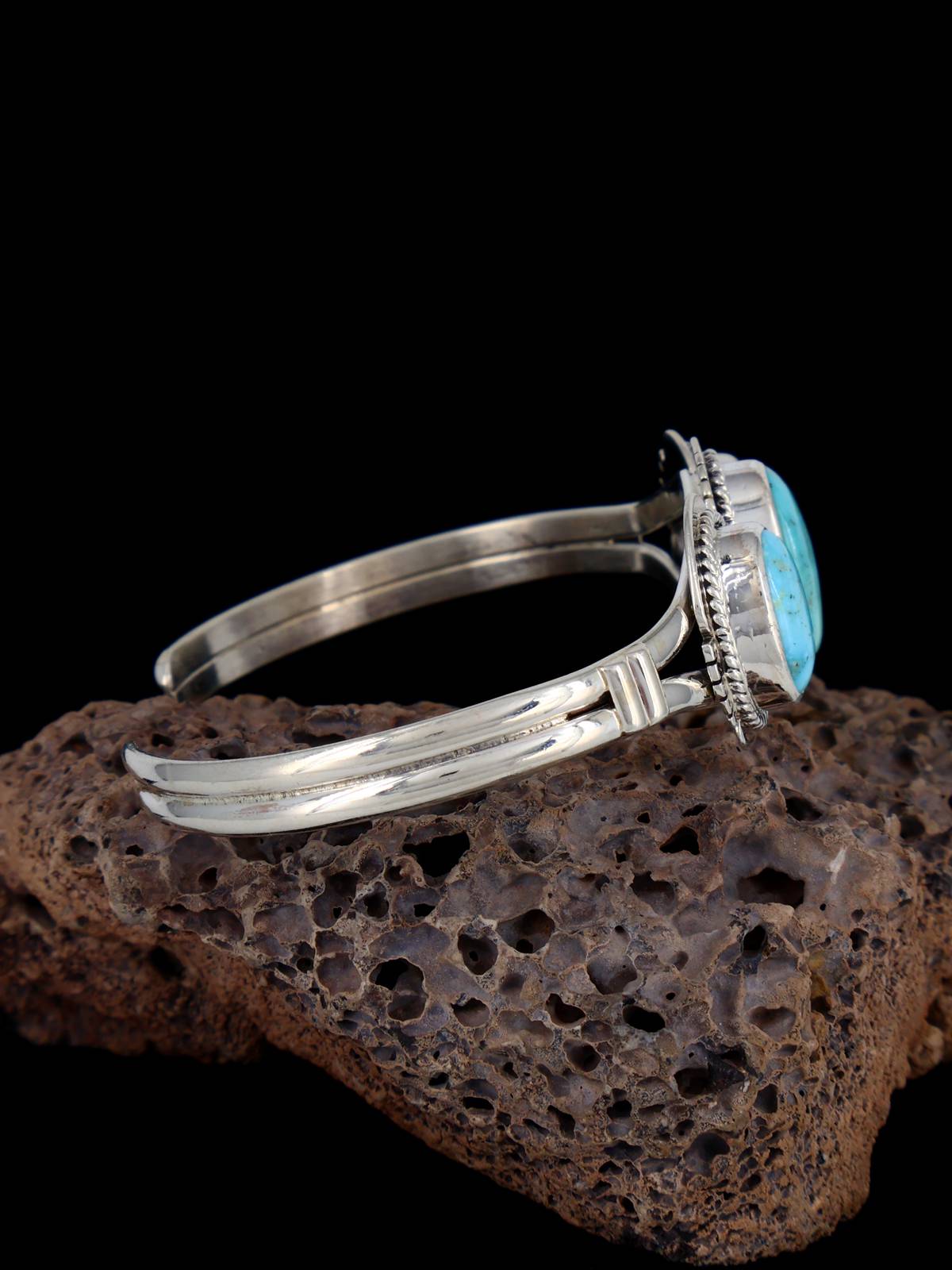 Brazalete Kingman de plata de ley color turquesa