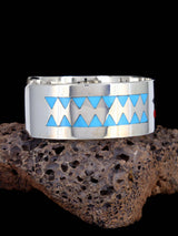 Zuni Hummingbird Inlay Sterling Silver Cuff Bracelet