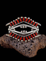 Sterling Silver Coral Petit Point Zuni Bracelet