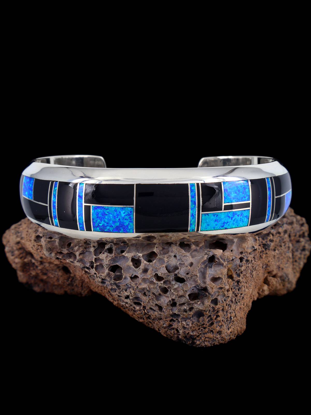 Bracelet amérindien #8 avec incrustation de pavés turquoise