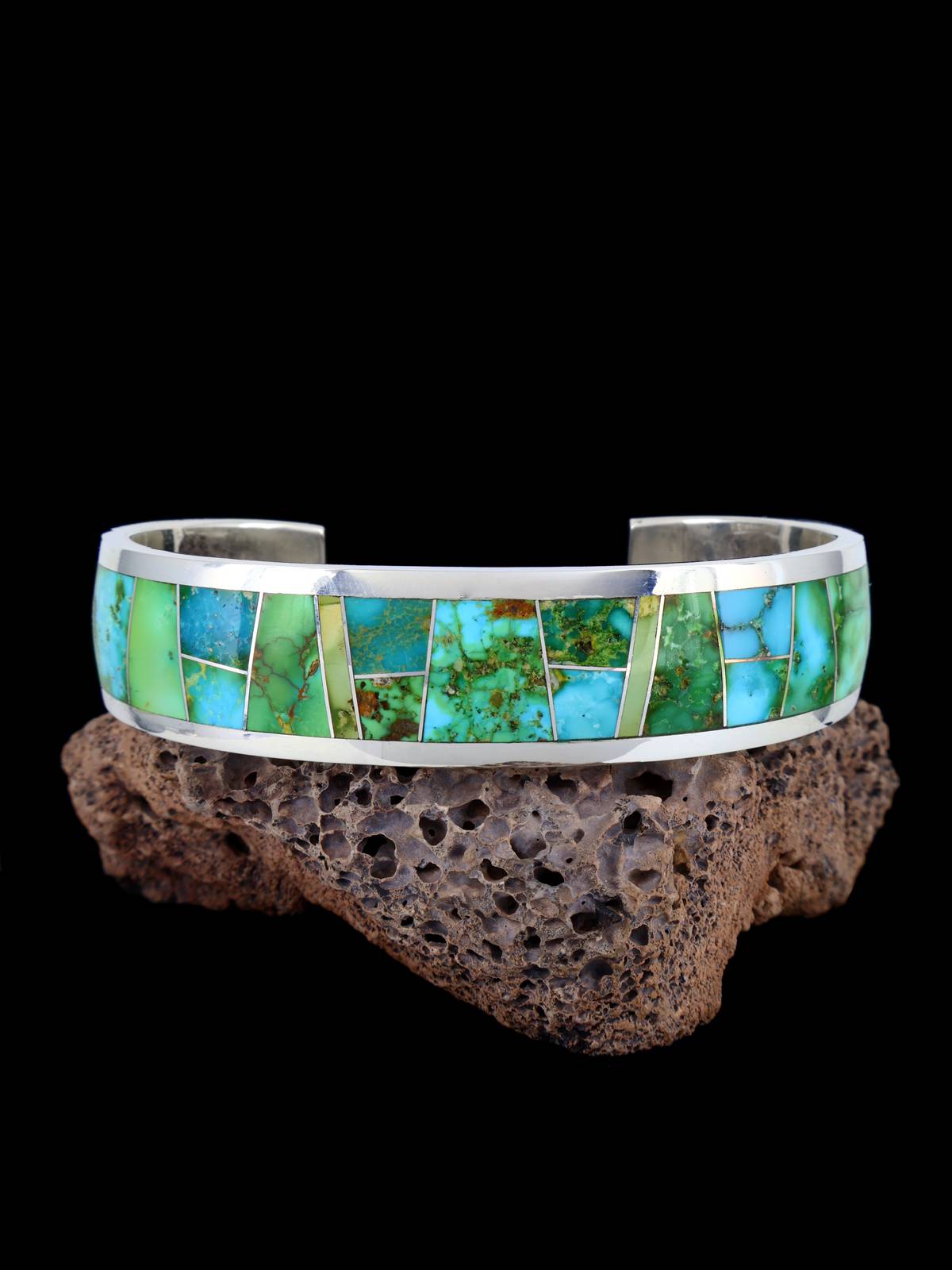 Bracelet amérindien #8 avec incrustation de pavés turquoise