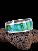 Bracelet amérindien #8 avec incrustation de pavés turquoise