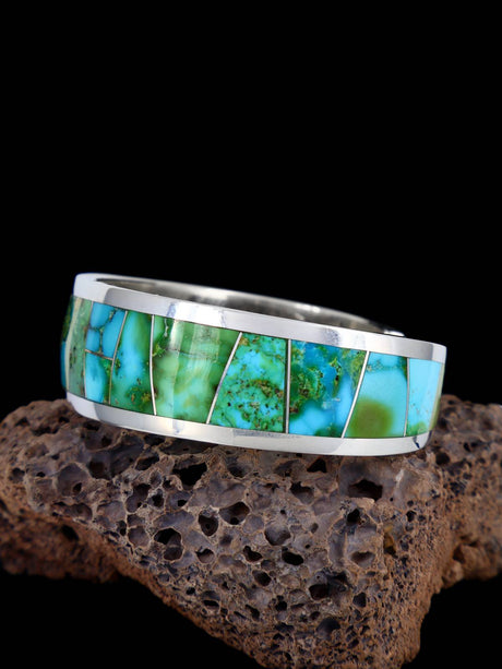 Bracelet amérindien #8 avec incrustation de pavés turquoise