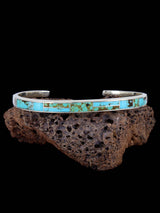 Native American Kingman Turquoise Inlay Cuff Bracelet