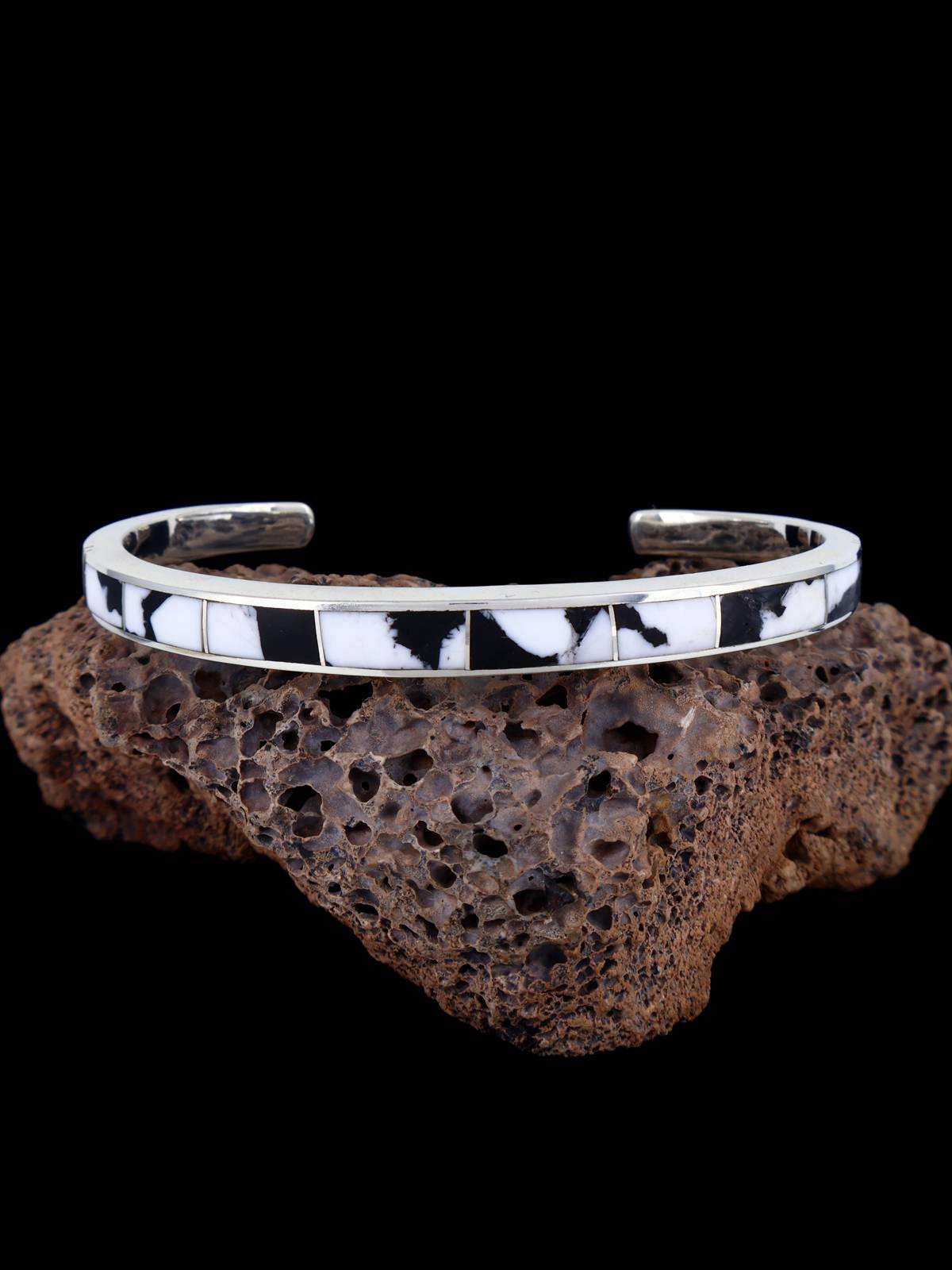 Native American White Buffalo Inlay Cuff Bracelet