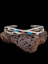 Bracelet amérindien #8 avec incrustation de pavés turquoise