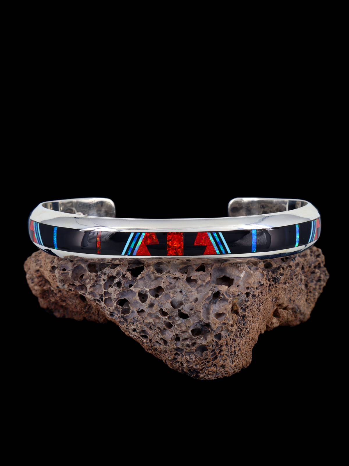 Bracelet amérindien #8 avec incrustation de pavés turquoise