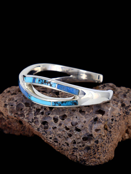 Bracelet amérindien #8 avec incrustation de pavés turquoise