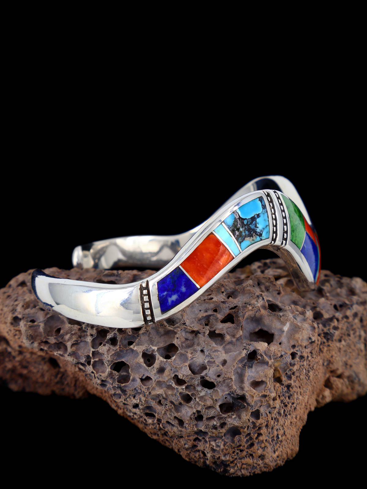 Pulsera con incrustaciones de adoquines turquesas #8 de nativos americanos