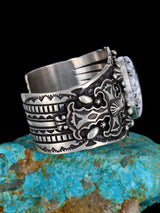 Navajo Jewelry Sterling Silver White Buffalo Cuff Bracelet
