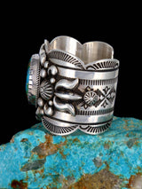Pulsera de puño turquesa Natural Golden Hill de joyería nativa americana