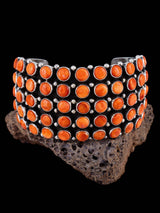 Native American Sterling Silver Spiny Oyster Row Bracelet