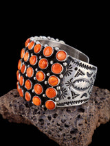 Native American Sterling Silver Spiny Oyster Row Bracelet