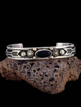 Navajo Jewelry Bracelet manchette en argent sterling avec onyx noir