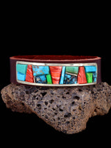Native American Cobblestone Inlay Turquoise Leather Bracelet