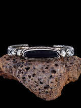 Navajo Jewelry Bracelet manchette en argent sterling avec onyx noir
