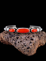 Native American Jewelry Natural Mediterranean Coral Cuff Bracelet