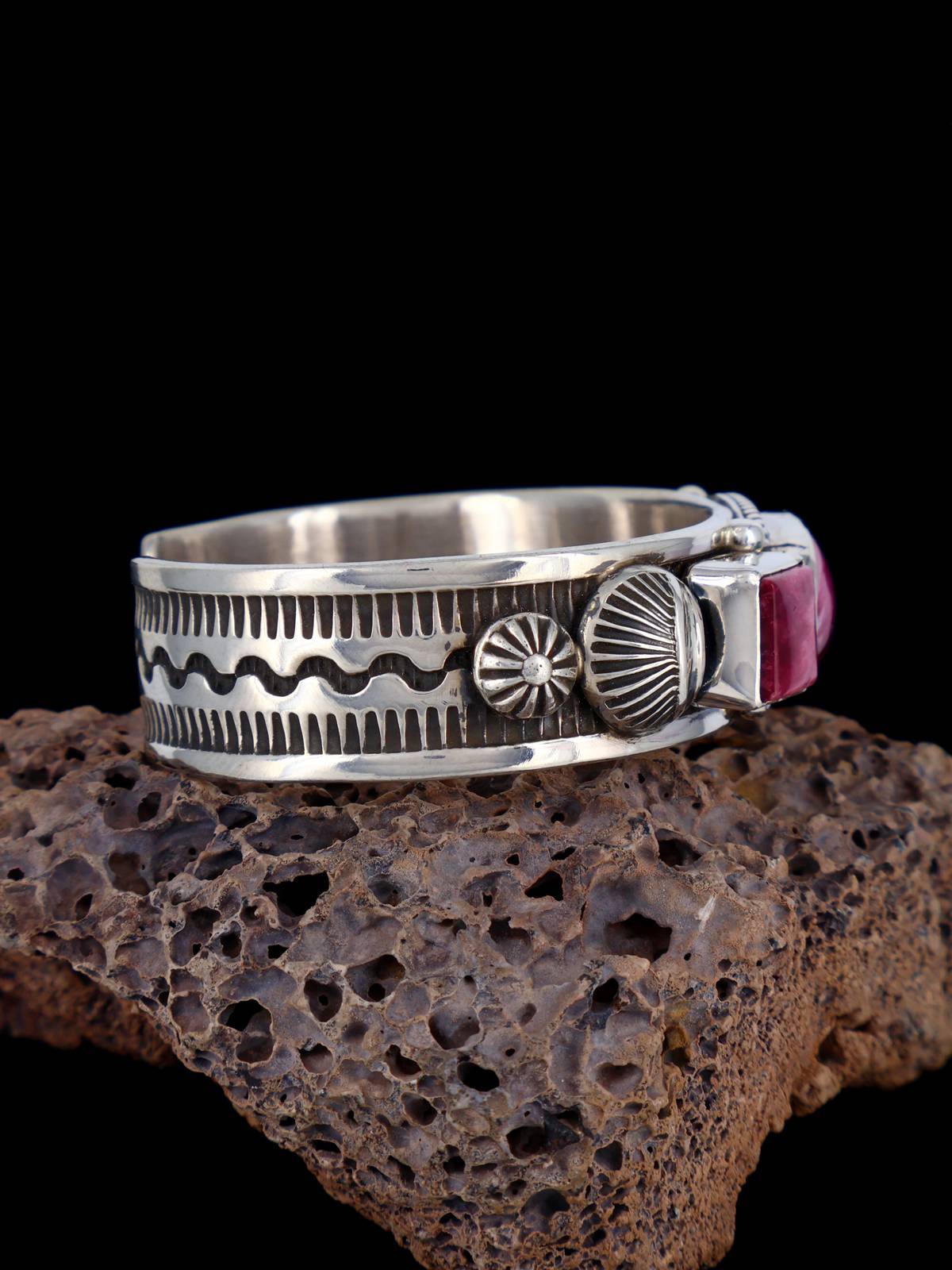 Navajo Jewelry Sterling Silver Spiny Oyster Cuff Bracelet