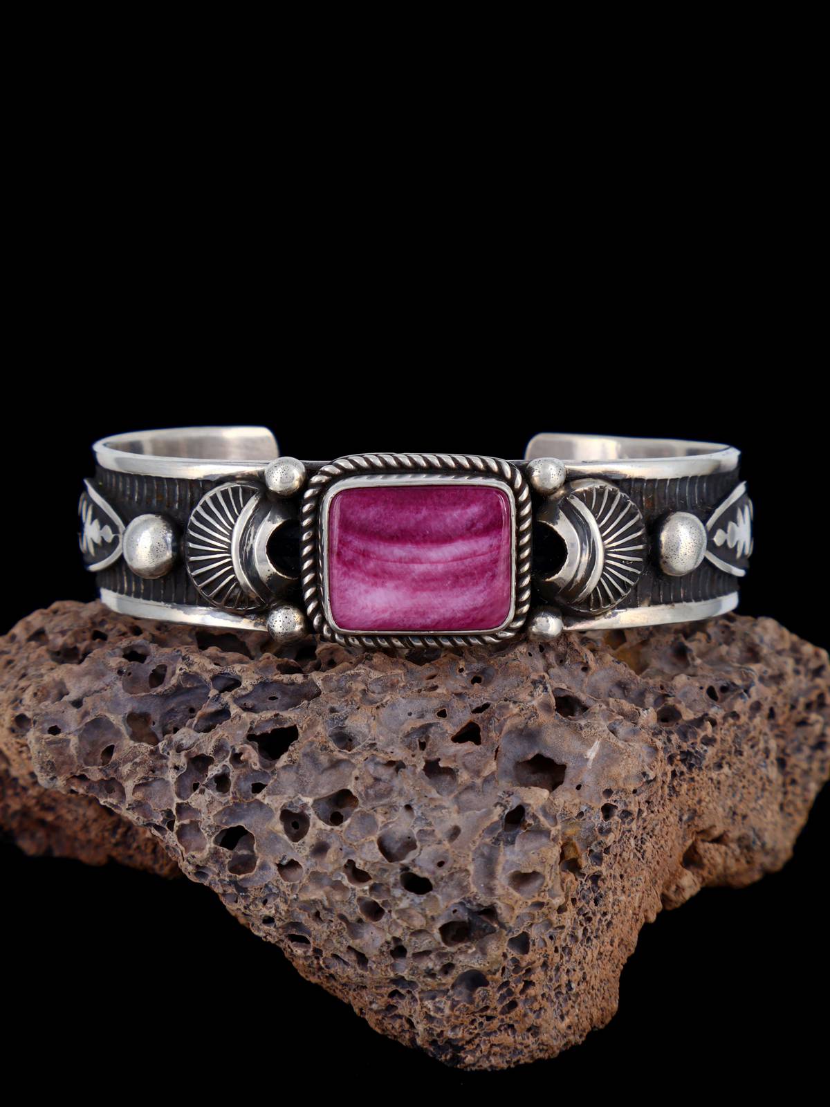 Navajo Jewelry Sterling Silver Spiny Oyster Cuff Bracelet