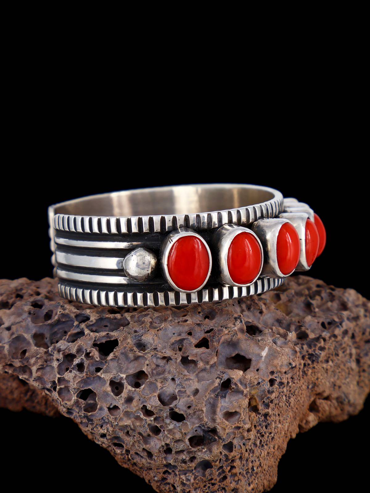 Native American Jewelry Natural Mediterranean Coral Cuff Bracelet