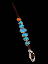 Pulsera de banda de cuero turquesa nativo americano