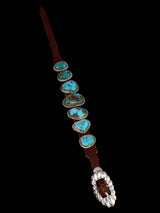 Pulsera de banda de cuero turquesa nativo americano